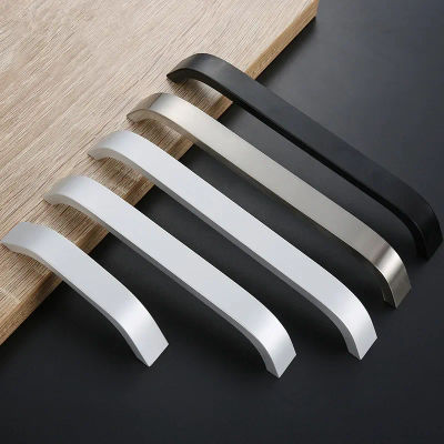 Perillas de gabinete de cocina de estilo moderno, manijas de muebles negras para tiradores de cajones de gabinete, manija de aleación de aluminio de 96mm ~ 192mm