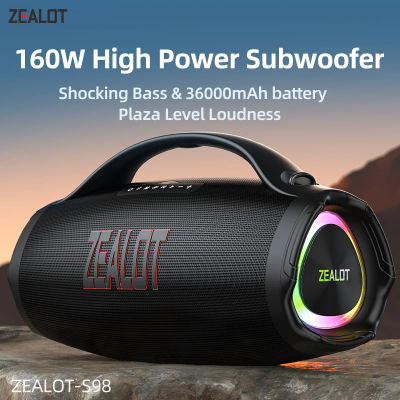 ZEALOT S98 160W Altavoz Bluetooth portátil de gran potencia inalámbrico TWS Subwoofer Altavoz Bluetooth impermeable calidad HIFI móvil