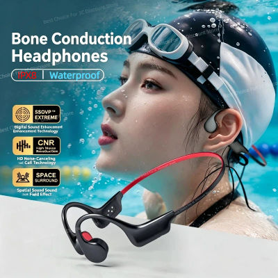 Auriculares de Conducción Ósea Bluetooth 5.4, Audífonos Deportivos Inalámbricos con Micrófono, Resistentes al Agua IPX8, para Natación, Correr, Gimnasio, Fitness 2026