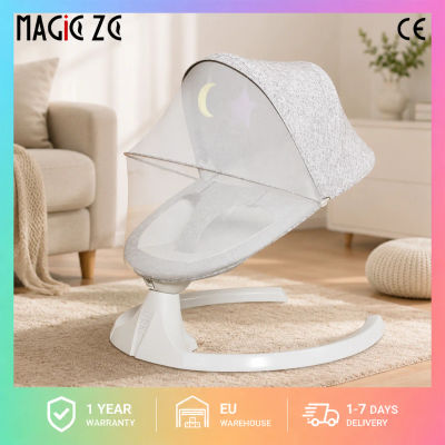 Columpio Eléctrico Inteligente para Bebés y Balancín con Música Bluetooth, Cuna Ergonómica Biónica de 5 Velocidades con Movimiento Automático para Calmar el Sueño, Asiento de Cuna para Recién Nacidos