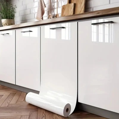 Película de perlas de PVC, papel tapiz impermeable para habitación, autoadhesivo DIY, negro/blanco, armario, cocina, pasta de alto brillo, pegatinas de pared para muebles