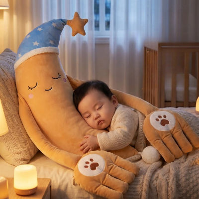 Almohada de dormir para bebé con diseño de cebollito, juguete de patrones para dormir que previene sobresaltos, almohada de dormir automática con palmaditas para recién nacidos