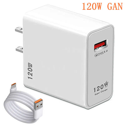 Cargador rápido USB Gan de 120W tipo C, adaptador de corriente de carga rápida para teléfono 5,0 para iPhone, iPad, Xiaomi, Samsung, Huawei, Realme, Oppo, Oneplus