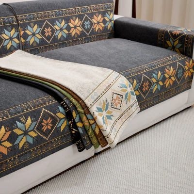 Toalla de sofá de chenilla Jacquard bohemia, funda de sofá estilo bohemio para todas las estaciones, decoración protectora de muebles para sala de estar, 1 ud.