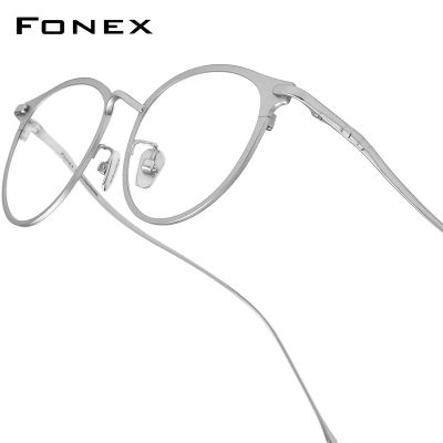 Monturas de gafas FONEX de titanio puro para mujer, diseño de marca de lujo, gafas redondas Retro, gafas japonesas ultraligeras Vintage 8509