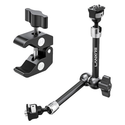 Lanxire-montaje de abrazadera de brazo mágico articulado con Super abrazadera, montaje de Monitor de cámara con pasadores y agujeros de localización ARRI de 1/4 "y 3/8", 11"