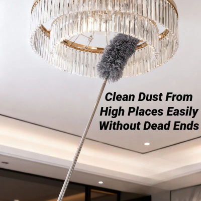Plumero de microfibra retráctil, flexible y plegable con barra de extensión, ligero, lavable, limpiador de telarañas para ventiladores de techo y muebles.