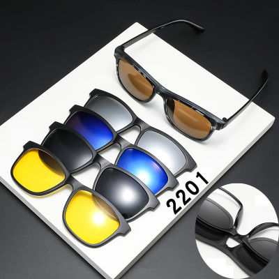 Clip magnético para gafas de sol y montura de gafas ópticas 6 en 1 para mujeres y hombres, conjunto de gafas multiusos polarizadas o de visión nocturna 2201
