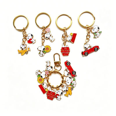 Llavero de Perro con Flor, Perro Blanco, Accesorios de Anime, Colgante para Auriculares Bluetooth, Joyería de Moda Delicada, Regalos para Amigos