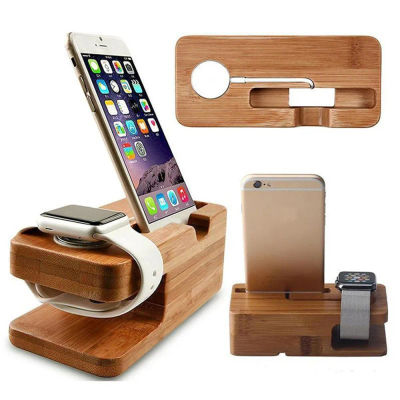 Estación de carga de madera para teléfono móvil, soporte de cargador de bambú, Base para Apple Watch series y iphone
