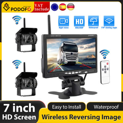 Podofo-Monitor HD inalámbrico de 7 pulgadas para camión, cámara de respaldo para vehículo, sistema de asistencia de estacionamiento para RV, camión, remolque, autobús