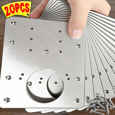 Kit de Placas de Reparación para Bisagras de Gabinetes Cuadrados, Placas de Montaje para Bisagras de Puertas y Cajones de Muebles con Tornillos, Soporte de Fijación Plano de Acero Inoxidable