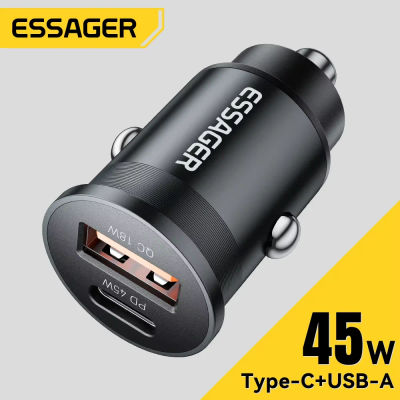 Essager 45W cargador de coche QC 3,0 para Huawei Xiaomi carga rápida SCP Samsung AFC carga rápida PD 3,0 tipo C carga de teléfono portátil