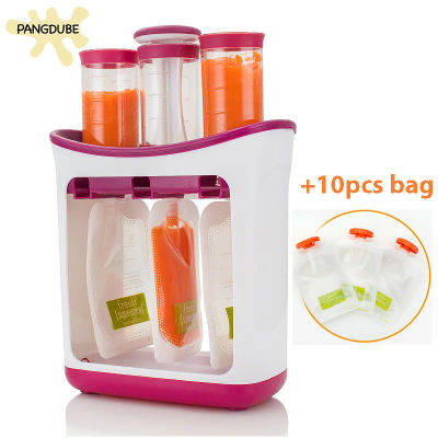PANGDUBE B aby Estación de compresión de alimentos complementarios con 10 Uds. De bolsas para apretar, máquina dispensadora de alimentos para bebés, molinos de alimentos para bebés