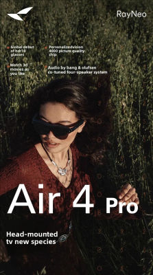 Gafas AR Rayneo Air 4 Pro /Air 3S-HDMI con HDR10, Pantalla Virtual Micro-OLED de 135 Pulgadas, Audio B&O de 4 Altavoces, Captura de Video 4K