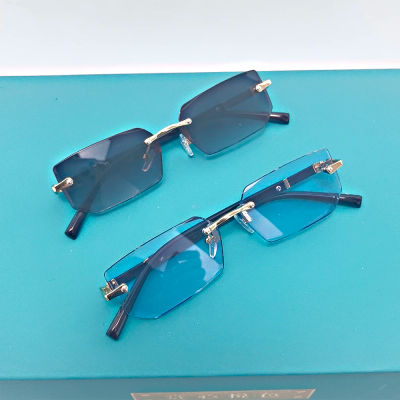 Gafas de sol sin montura rectangulares, a la moda, populares para mujeres y hombres, gafas de sol cuadradas pequeñas para mujer y hombre, gafas de viaje de verano.
