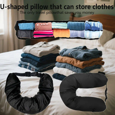 Funda de almohada de viaje rellenable, funda de almohada portátil, bolsa de almacenamiento, cojín de avión, almohada de viaje para el cuello, viaje de relleno automático