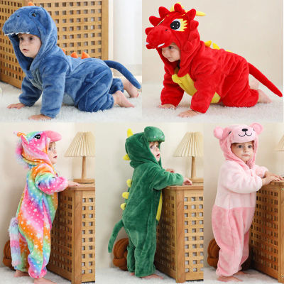 Pijamas Kigurumi para niños y niñas de 0 a 4 años, ropa de dormir para niños, peleles de invierno para bebés, ropa cálida de franela infantil, monos de animales