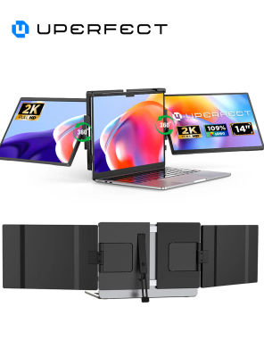 UPERFECT Extensor de pantalla para computadora portátil Monitor triple portátil de 14"con pantalla QHD 2K IPS Monitor extendido para computadora portátil compatible con Mac, Windows, Chrome, se adapta
