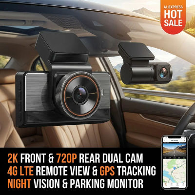Cámara de salpicadero 4G LTE con vista remota en vivo, cámara frontal 2K y trasera de 720P, Monitor de estacionamiento 24H resistente al calor, seguimiento GPS, Control por aplicación