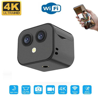 Mini Cámara 4K Inalámbrica WiFi, Cámara IP para Exteriores, Cámaras 4K con Visión Nocturna, Monitor Deportivo Inteligente para el Hogar, Batería Integrada