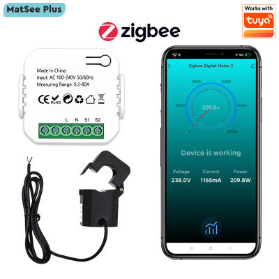Medidor de Energía Inteligente ZigBee 80A con Sensor de Corriente, Monitor de Energía KWh, Estadísticas de Electricidad, 110V 240V 50/60Hz, Compatible con Tuya