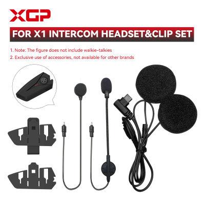 XGP X1 juego de auriculares para motocicleta, Auriculares Bluetooth para casco, interfono, Conector de auriculares y soporte de montaje, accesorios