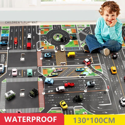 Alfombra de juego para bebés, parque de coches de tráfico urbano, estacionamiento impermeable, tapete para niños, alfombra para niños, juguetes educativos para niños y niñas, mapa ​