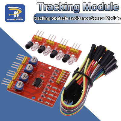 Módulo de Seguimiento infrarrojo de cuatro vías, línea de transmisión, evasión de obstáculos para Arduino Smart Car Robot, Kit DIY