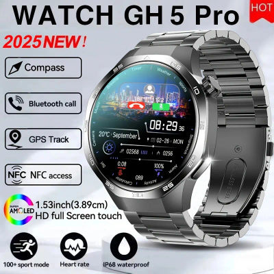 Reloj Inteligente 2026 Watch 5 Pro con GPS, Brújula, Pantalla AMOLED de 360*360, NFC, Llamadas Bluetooth, Resistente al Agua, Monitor de Salud para Hombre
