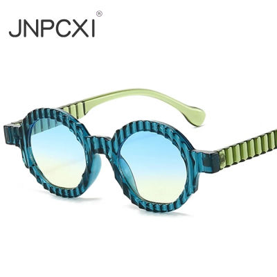 JNPCXI, nuevas gafas de sol redondas a la moda para mujer, gafas de sol con doble degradado de color verde UV400, gafas de sol de tendencia Punk para hombre