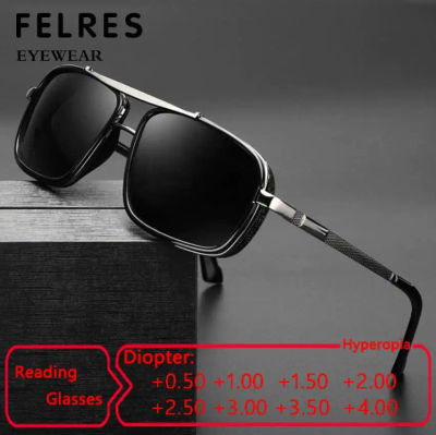 Gafas de sol de lectura cuadradas Punk Vintage para hombre, gafas de sol clásicas con prescripción de diseñador para presbicia, gafas de sol clásicas para exteriores + 1,0 1,5 2,0