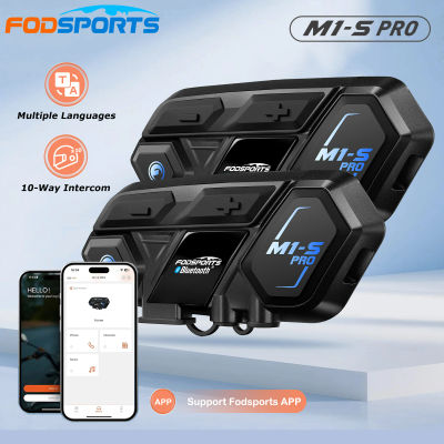 Intercomunicador Bluetooth para Casco de Motocicleta Fodsports para 10 Conductores M1-S Pro, Intercomunicador Inalámbrico, Conexión por Aplicación