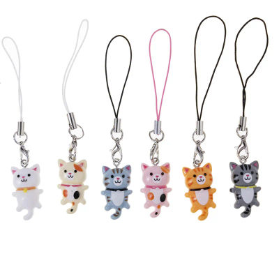 Correa de teléfono con forma de gato, cordones para funda, decoración, llavero, correa para teléfono móvil, dijes colgantes para teléfono, accesorios de joyería ﻿