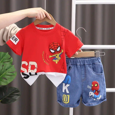 2025 verano bebés Spiderman camiseta de manga corta + conjuntos de pantalones vaqueros ropa niños ropa de moda trajes niños trajes deportivos