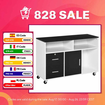 HOMCOM Mueble Archivador de Oficina con Ruedas Cajones y Estantes 100x35x65 cm