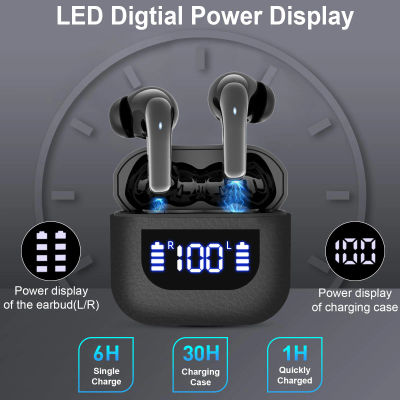 Auriculares Inalámbricos con Cancelación de Ruido de 40dB, Bluetooth 5.3, Pantalla LED, Llamadas HD, para Negocios, Oficina, Viajes y Juegos