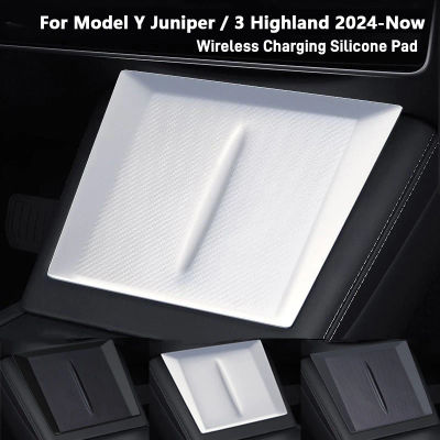 Para Tesla Model Y Juniper / 3 Highland 2024-2026, Base de Carga Inalámbrica de Silicona, Protector de Cargador, Cubierta Antideslizante, Accesorios para Automóvil