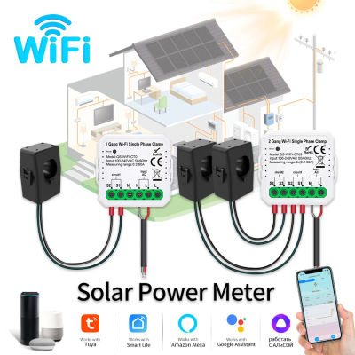 Tuya WiFi inteligente medidor de energía de energía Solar 80A con abrazadera aplicación bidireccional Monitor exportación energía de importación 110-240V Sensor de corriente