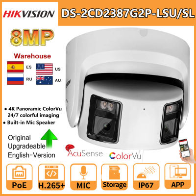 Cámara IP Hikvision Panorámica ColorVu de 8MP DS-2CD2387G2P-LSU/SL 4K de Seguridad con Doble Lente, Visión Nocturna en Color, Micrófono y Altavoz Integrados