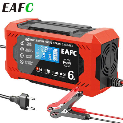 Cargador de batería de coche 6A 12V dispositivo de carga de batería de coche y motocicleta batería de plomo-ácido pantalla LCD de reparación inteligente