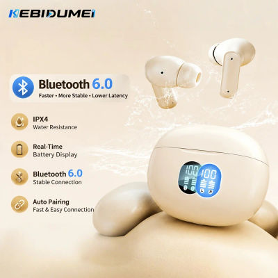 KEBIDUMEI ANC Auriculares Bluetooth 6,0, auriculares inalámbricos intrauditivos, auriculares estéreo HiFi con cancelación de ruido, auriculares deportivos para videojuegos