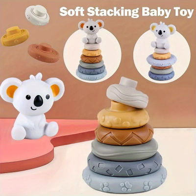 Bloques de Construcción de Silicona para Bebés, Juguetes Montessori para Bebés, Apilador y Mordedor, Juguete de Aprendizaje Temprano para Niños y Niñas