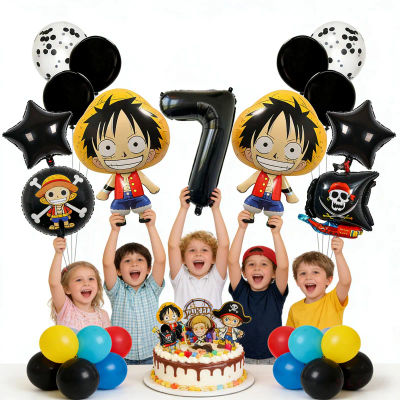 Set de Globos de Aluminio con Temática de One Piece, Diseño de Luffy, para Cumpleaños Infantiles, Fiestas de Cumpleaños, Baby Shower