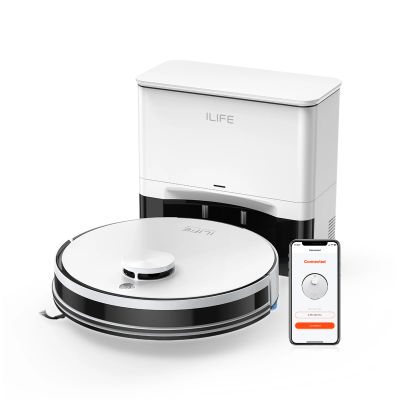 Aspiradora Robótica ILIFE A30 Pro con Estación de Autovaciado Automático, Succión Potente de 5000 Pa, Navegación LDS, 180 Minutos de Autonomía, Función 2 en 1 de Fregado y Barrido, Control por