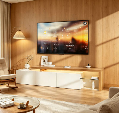 Mueble para TV, soporte para TV con estantes de vidrio de alto brillo, mueble bajo para TV con 3 cajones, estante para TV para sala de estar, comedor y dormitorio, 200 x 39 x 42 cm