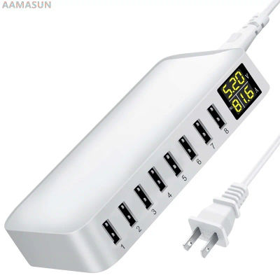 Cargador rápido USB multi de 8 puertos para teléfono de escritorio, estación de carga con pantalla LCD, HUB para Iphone 14, Samsung, Xiaomi y tableta