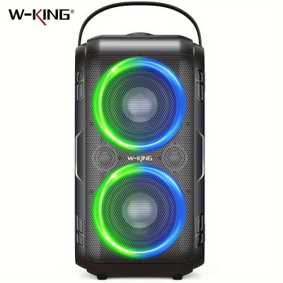 Altavoz Portátil para Fiestas W-KING T9-2 de 80 W RMS, Altavoz Inalámbrico Bluetooth con 4 Controladores (2*4.04'' Woofer), Sonido Envolvente de 105 dB, Altavoz Grande