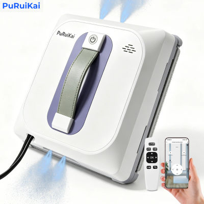 Robot Limpiacristales PuRuiKai 28 con Cuatro Boquillas, Pulverización Automática, Motor sin Escobillas, Cuerda de Seguridad de 5m, Detección sin Marco, Puede Limpiar Vidrios sin Marco Libremente
