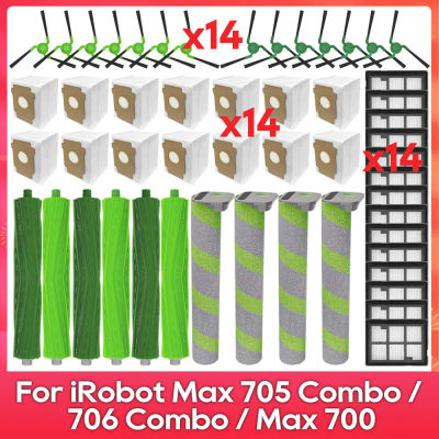 Compatible con (iRobot Roomba Max 705 Combo / 706 Combo / Max 700 Series Combo) Cepillo Lateral Principal, Filtro, Mopa de Rodillo, Bolsa para Polvo